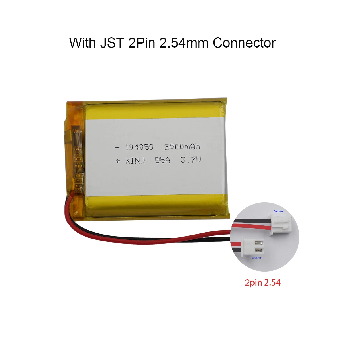 3.7V 2500mAh 9.25Wh Polymer Li Lithium Battery 104050 Lipo JST 2pin 2.54mm Connector For Sat Nav Phone PDA MID Camera Tablet PC