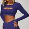 Yoga T-shirts Women Solid Sports Top Sexy Long Sleeve Gym Workout Running Shirts Exposed Navel Quick Dry Women Sport Fitness Top