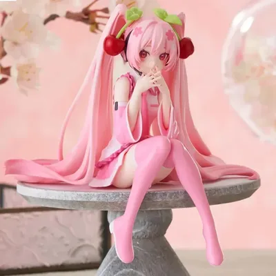 Hatsune Miku Anime figure Pink Dress PVC Model Action Toys Cherry Pink Cherry Blossom Decoration Collect for Birthday Gift