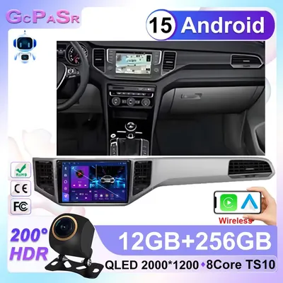 10.2 Carplay Android For VOLKSWAGEN VW SPORTSVAN 2016-2019 Multimedia Receiver 5G CPU GPS Wifi Intelligent System 8 Core Display