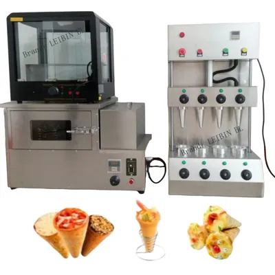 Pizza Cone Machine Commercial Stainless Steel Customizable Pizza Shaping Maker With Oven and Display Case For Sale