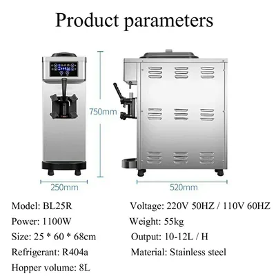 Commercial Soft Serve Ice Cream Machine Electric 18L/H 3 Flavors Sweet Cone Ice Cream Maker 110V/220V
