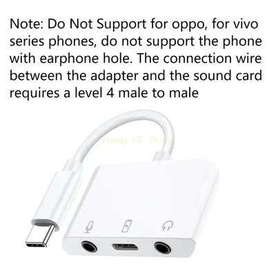 M5TD External Sound Card 3in1 Type-C to 3.5mm Earphone Adapter