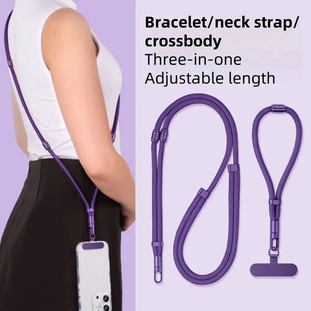 Switchable Mobile Phone Lanyard Adjustable Length Wrist Strap Crossbody Phone Strap Detachable Neck Hanging 3-in-1 Phone Chain