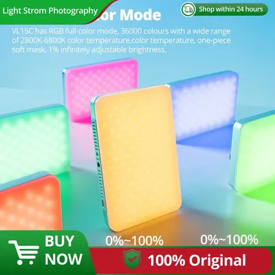 AMBITFUL VL15B Bi-color VL15C RGB Full Color Fill Light for Smarthphone Camera Gopro Tiktok LED Video Photo Shooting Small Light