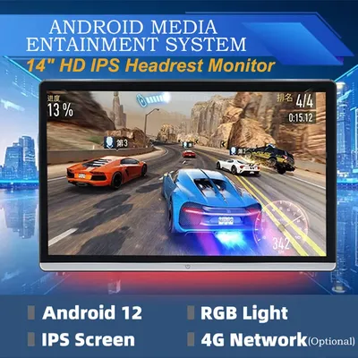 14" HD IPS Car Headrest Monitor Android 12 Tablet PC HDMI 2G+32GB OUT Rear Multimedia TV Multifunction HDMI IN Airplay