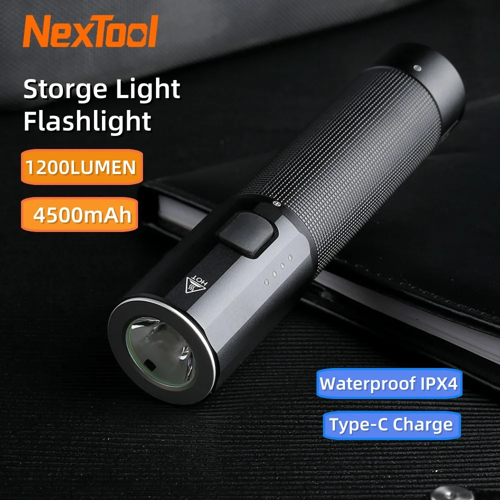 Nextool 1200LM Strong Flashlight Outdoor Waterproof Portable Flashlight 4500mAh Power Bank Camping Adventure Defensive tools