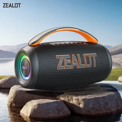 Zealot-P12 Speaker 60W Bluetooth Speaker Portable Speaker with 10-Hour Playtime, Portable Handle, for Camping, Party,TWS,AUX