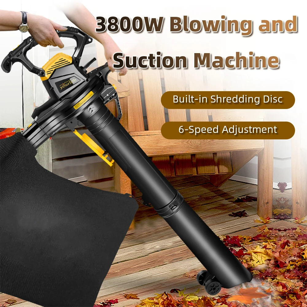 3800W High Power Patio Blower Dust Extractor Leaf Sweeper Leaf Crusher 230-240V Multi-function Adjustable Speed Blower