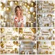 Sfondi di compleanno a tema dorato per fotografie Regali di palloncini bianchi dorati Decorazioni per feste di buon compleanno Sfondo fotografico