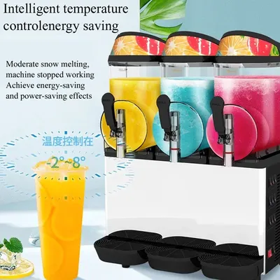 Three Tank Commercial Slush Machines Electric Snow Melting Machine Sand Ice Slushy Making