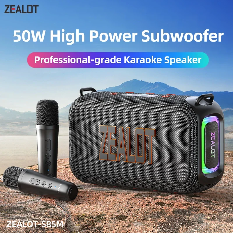 ZEALOT-S85M Speaker Bluetooth Karaoke Party Speaker with 2 Way Sound System 60W Output Built-in/Wired Mic for party