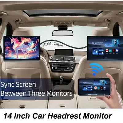 14" IPS Car Headrest Monitor 4K Tablet PC Car Rear Multimedia Android 12 HDMI TV Multifunction IN Airplay 2G RAM+32GB ROM