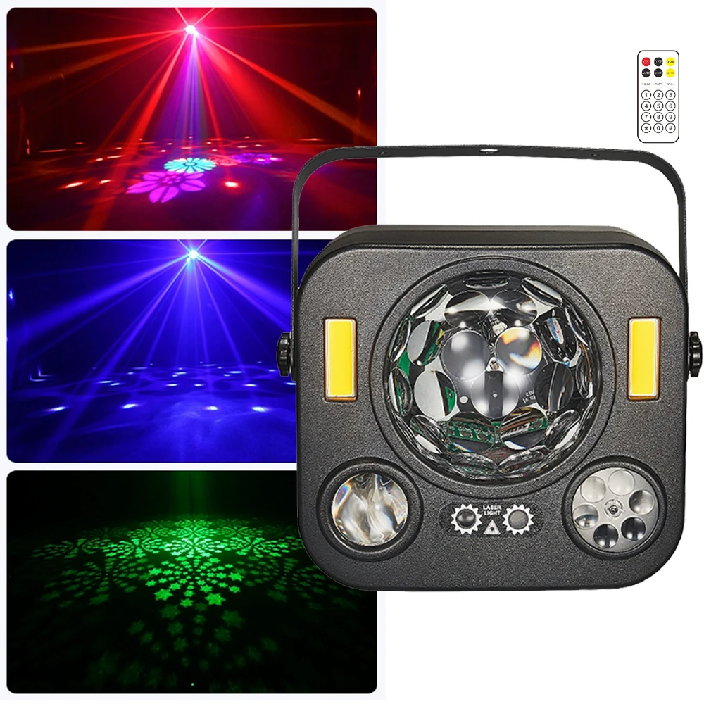 5IN1 Effect Water Wave Pattern Party Light Magic Ball Light Stage Strobe Lights Remote Control Laser Light Projector for Dj Bar