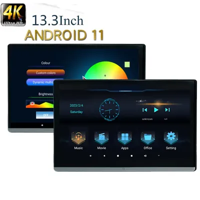 13.3 inch Car Headrest Monitor 4K IPS HD 1080P Android 11 WIFI/Bluetooth/USB/SD/HDMI/FM/Mirror Link/Miracas MP5 Andriod APP