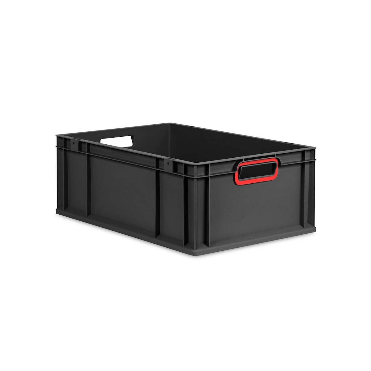 Proregal Eurobox NextGen Color, HxBxT 22x40x60cm, 44 Liter, Griffe rot offen, Schwarz, Eurobehälter, Transportbehälter Image