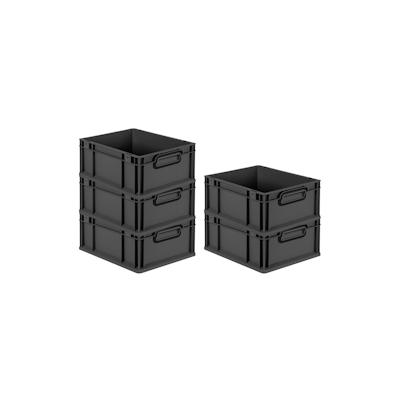 PROREGAL SparSet 5x Eurobox NextGen Color, HxBxT 17x30x40cm, 16 Liter, Griffe schwarz zu, Schwarz, Eurobehälter, Transportbehälter Image