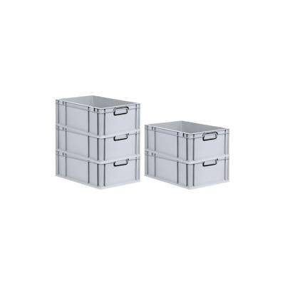PROREGAL SparSet 5x Eurobox NextGen Color, HxBxT 22x40x60cm, 44 Liter, Griffe schwarz zu, Grau, Eurobehälter, Transportbehälter Image