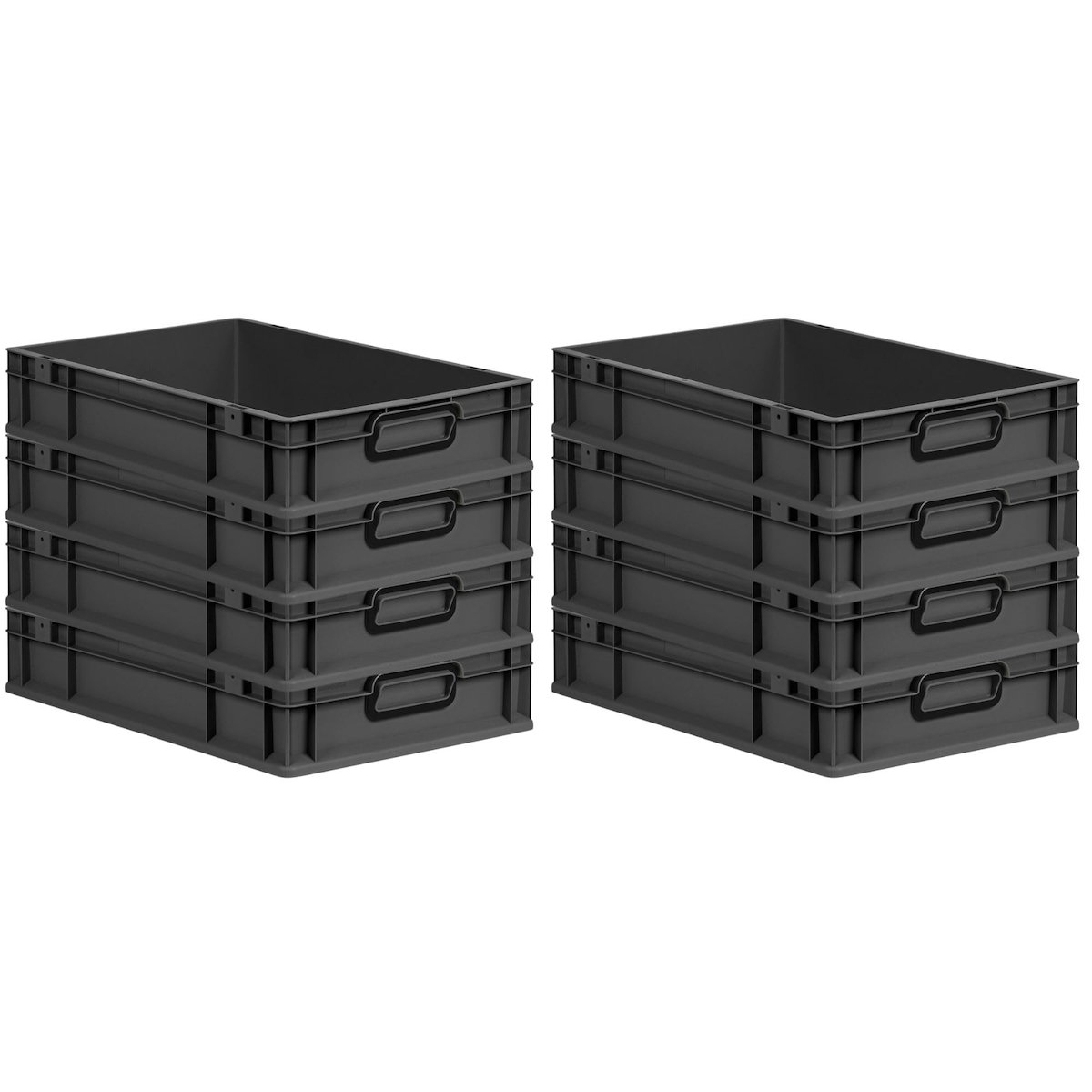 PROREGAL SuperSparSet 8x Eurobox NextGen Color, HxBxT 12x40x60cm, 23 Liter, Griffe schwarz zu, Schwarz, Eurobehälter, Transportbehälter Image