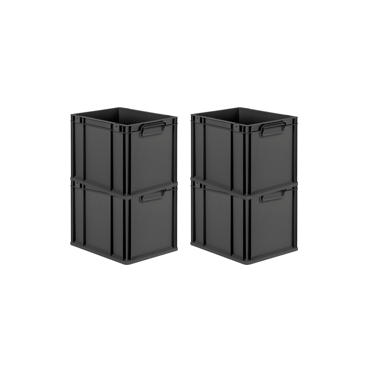 PROREGAL SuperSparSet 4x Eurobox NextGen Grip, HxBxT 32x30x40cm, 30 Liter, Griffe zu, Schwarz, Eurobehälter, Transportbehälter Image