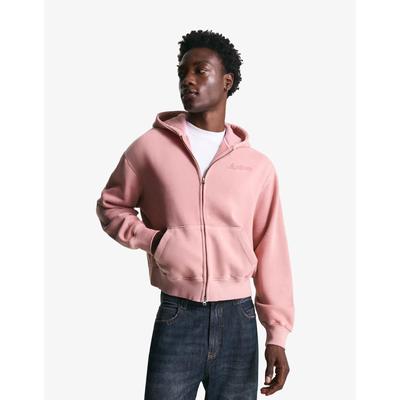 Bershka Cropped Sweatshirt With Zip And Embroidery Men M Pink