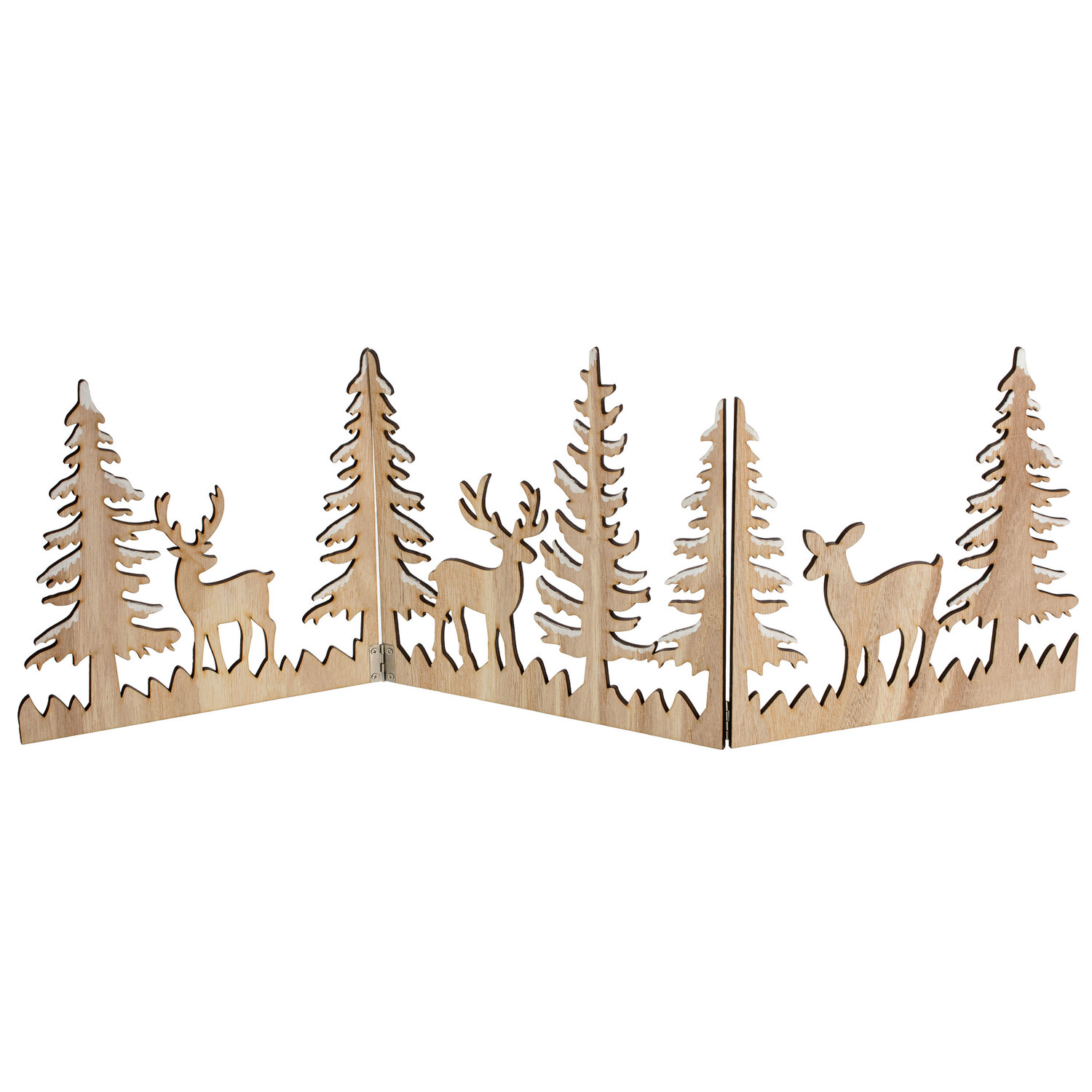 Arbres et cerfs en bois, 67 x 22,5 cm