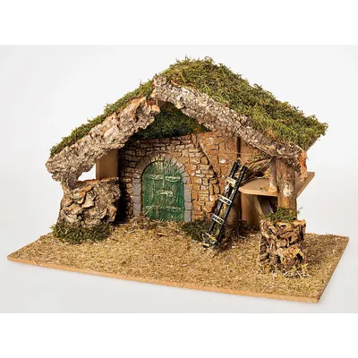 Krippe aus Holz und Moos, 49 x 28 x 33 cm Image