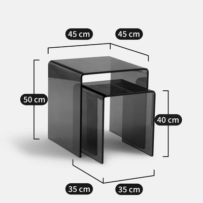 Set of 2 Joan Nesting Side Tables in Tempered Glass
