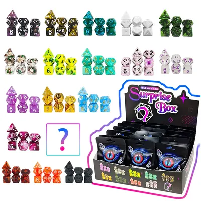 126PCS/BOX Popular Surprise Mystery Box Dice Packaging Polyhedral Acrylic DND Dice Set for Tabletop DND RPG Games