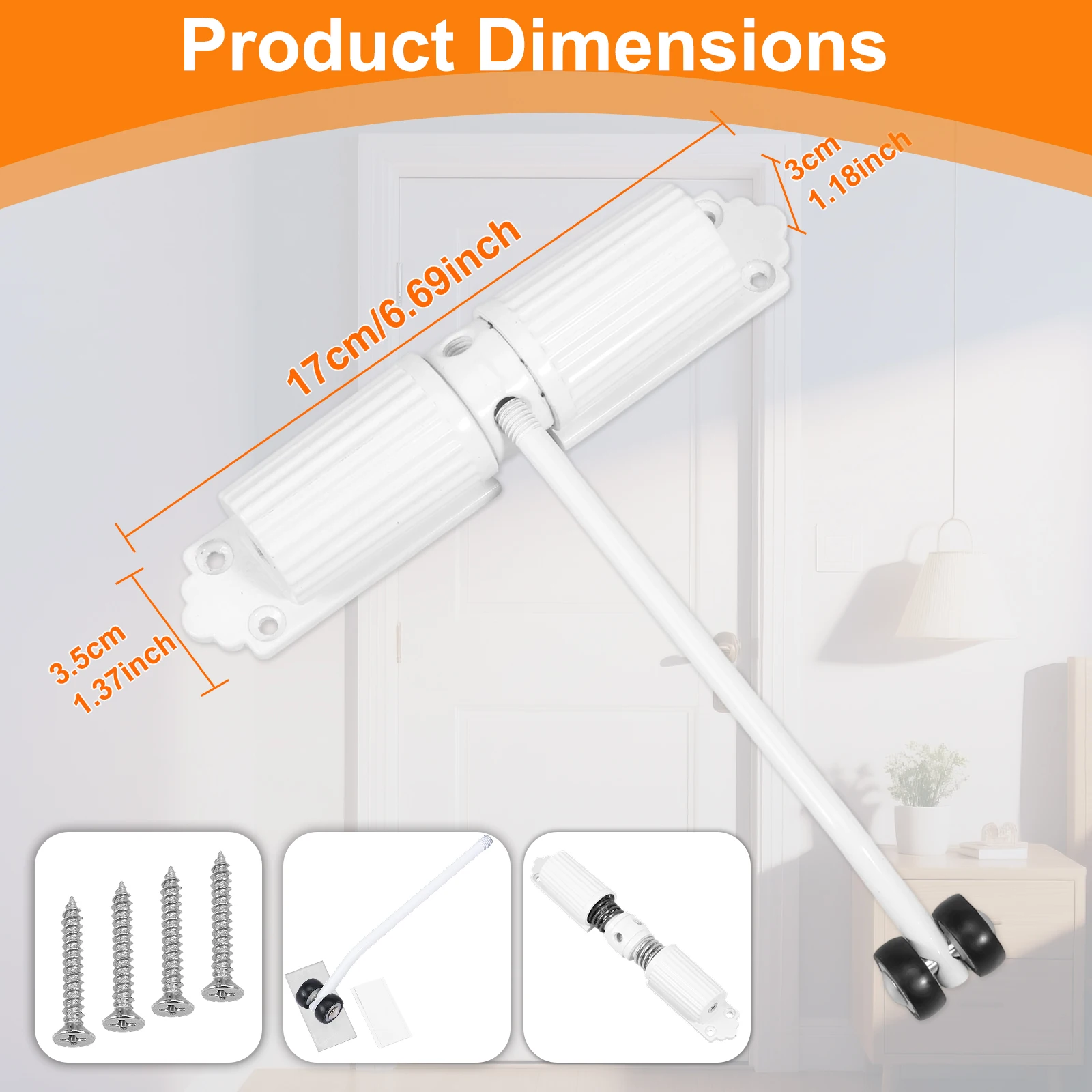 Automatischer Türschließer, Sicherheitsfeder-Türschließer aus Zinklegierung, 20–60 kg, Türscharnier, verstellbarer Türfederschließer mit Schrauben Image