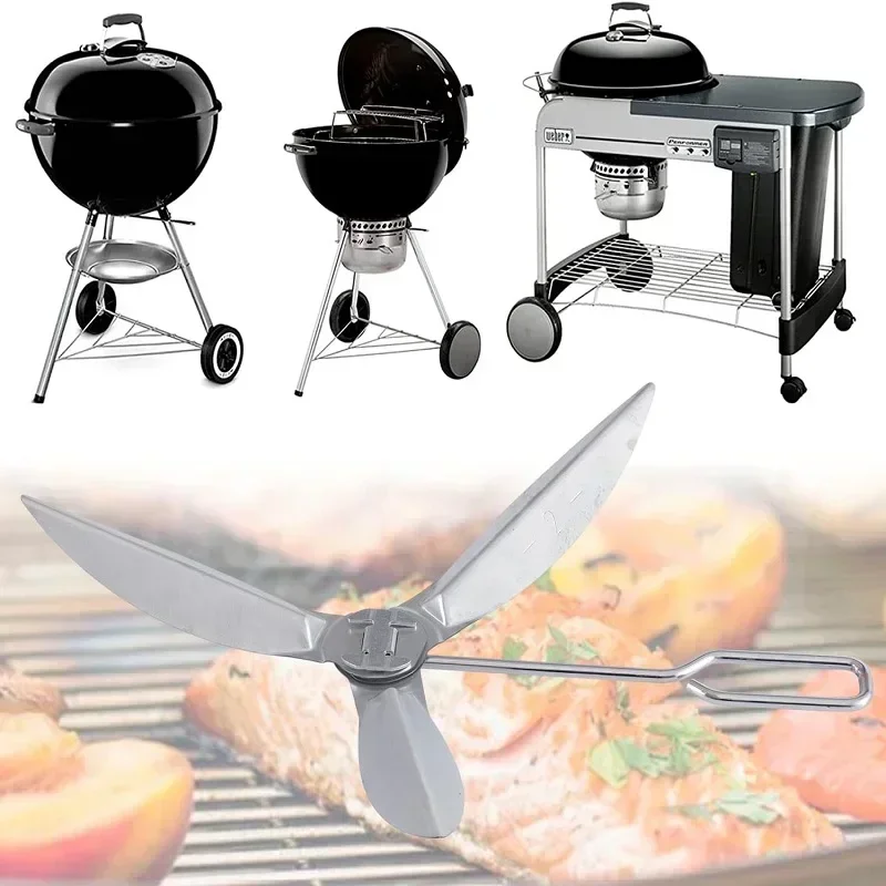 18-1/2-Zoll Silber One-Touch-Reinigungssystem-Set für Weber Grill für Grillboden für 7444 Weber Grill Ersatzteile uuu Image