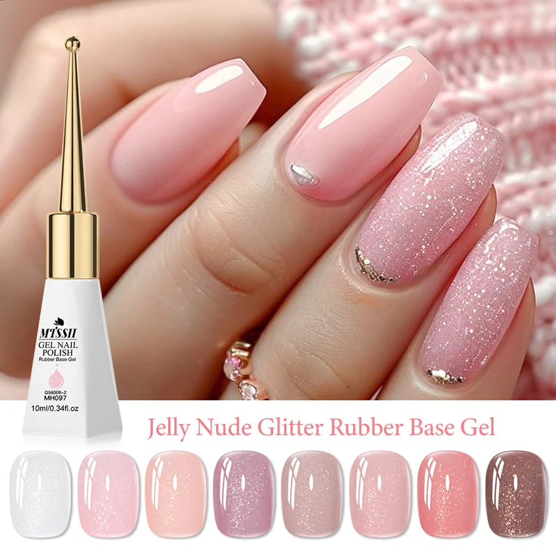 10 ml Jelly Nude Glitter Gummi Basis Gel natürliche Farbe Semi Permanent Soak Off UV LED Gel Nail Art Lack Maniküre Design Image