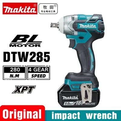 Makita DTW285 18 V bürstenloser Elektroschrauber, 280 Nm, 1/2 Zoll Sockel, wiederaufladbarer Bohrschrauber, kompatibel mit 18-V-Akku von Makita
