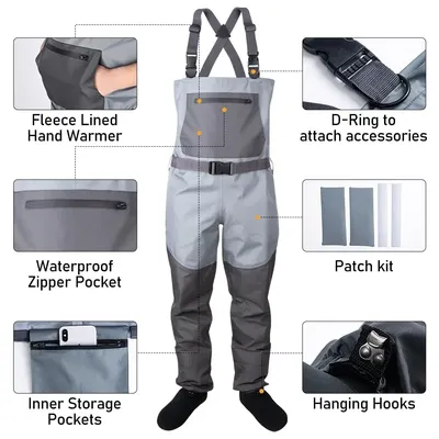 Goture 100% Waterproof Fishing Hunting Chest Wader for Men Women Ultra Breathable Lightweight Comfort Stockingfoot Hip Wader