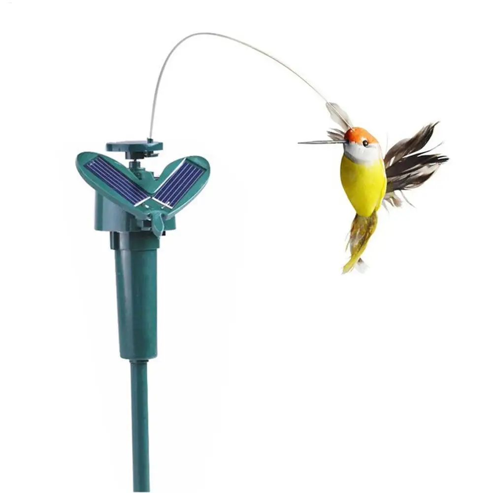 1pc Solar Rotierenden Vogel Lustige Fliegende Kolibri Solar Powered Vögel Stake Auto Fliegen Flattern Spielzeug Garten Dekoration Ornament