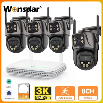 Outdoor IP Kamera 6MP HD 8CH Wifi NVR Kit Home Security Kamera System Video Überwachung H.265 Mini CCTV Wireless Cam P2P