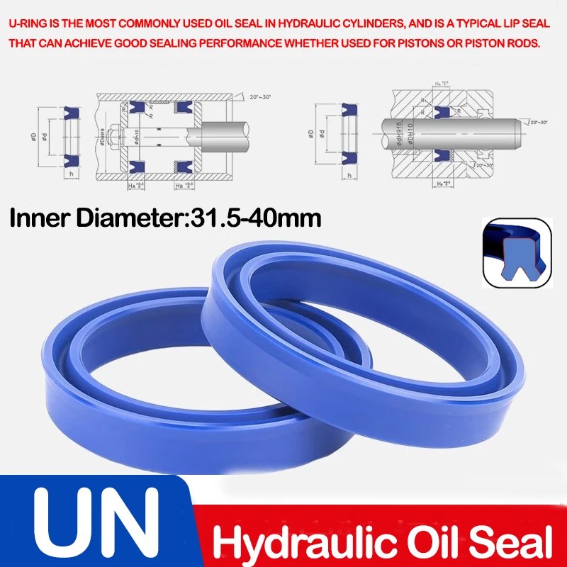 Joint hydraulique d'arbre Radial en polyuréthane, tige de Piston d'arbre de Piston en polyuréthane, joint torique de tasse en U à lèvre unique, 31.5/32/35/36/38/39-40MM