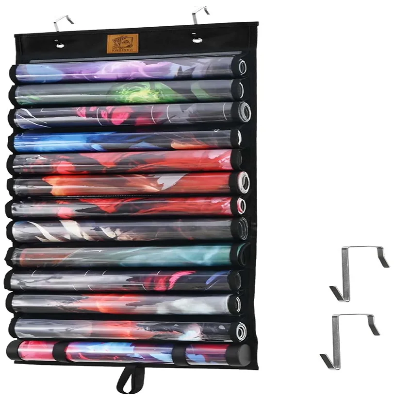 Spielmattenhalter, Spielmatten-Röhren-Aufbewahrungstasche für TCG mit 2 Haken, passend für 12+1/6+1 Kartenspiel-Spielmatten mit transparenten Kunststofffächern,