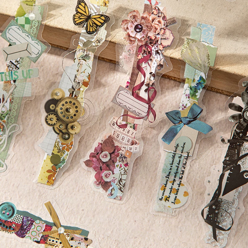 Mr. Paper 60 Stück Buchseiten-Korridor-Serie, künstlerisches Notizbuch, Collage-Aufkleber, DIY-Tagebuch, Notizbuch, Kalender, Schreibwaren, Box, Karte Image