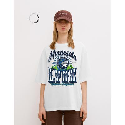 Bershka Wnba Minnesota Lynx Short-Sleeve T-Shirt Women 10-12 Off White