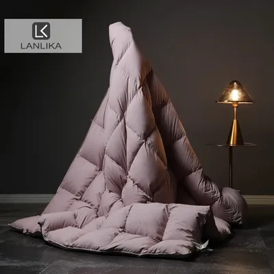 Lanlika Luxury 100% Goose Down Comforter Warmth Duvet Quilt Winter All Season Queen King Blankets 100% Cotton Shell For Women
