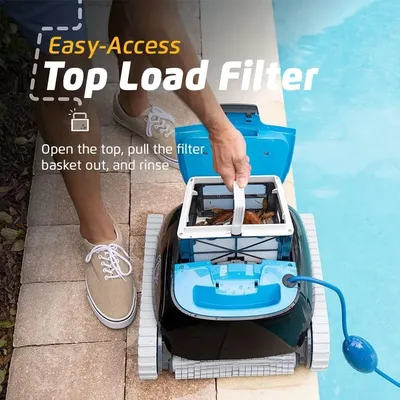 CC Automatic Robotic Pool Vacuum Cleaner, Wall Climbing Scrubber Brush, Top Load Filter Access, Ideal for Above/In-Ground Pools