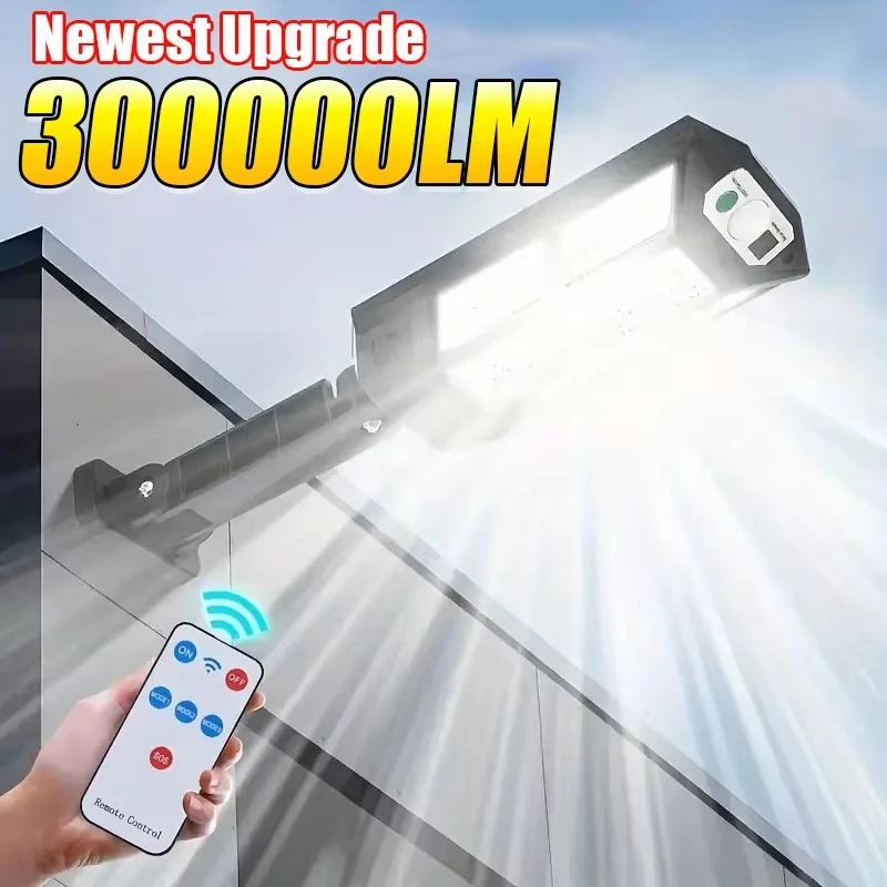 30000LM Solar-LED-Leuchten für den Außenbereich, Solarleuchten mit Bewegungsmelder, 3 Modi, wasserdicht, IP65, Solar-Gartenleuchte, Straßen- und Hoflaterne