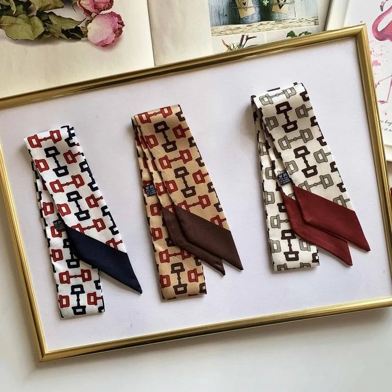 Luxus koreanische Mode Schal Bandana multifunktionale Tasche Riemen Twill Krawatte Büro Dekoration Geschenk Zubehör für alle Jahreszeiten Image