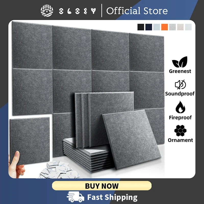 Umweltfreundliche Schallschutzplatte, akustische Isolierung, Türdichtungsstreifen für Studio, schallabsorbierende Platte, 12 Stück Image