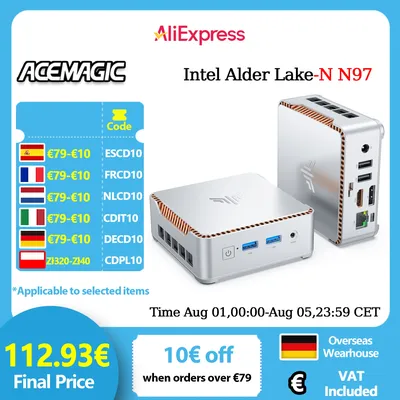 ACEMAGIC Mini PC E2 Mini-Computer Alder Lake-N97 16 GB DDR4 512 GB M.2 SSD Windows 11 Pro Micro-Desktop-Computer Mini-Desktop-PC