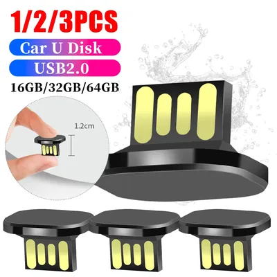 1-3PCS 16GB/32GB/64GB Mini Auto U Disk Pendrive USB 2,0 Flash stick Memory Stick Flash Disk Wasserdicht Plug & Play Für Auto PC TV Image