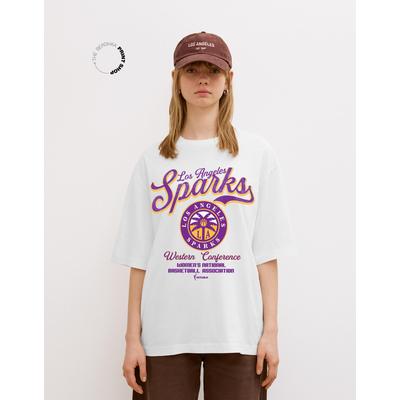 Bershka Wnba Los Angeles Sparks Short-Sleeve T-Shirt Women Xs Off White