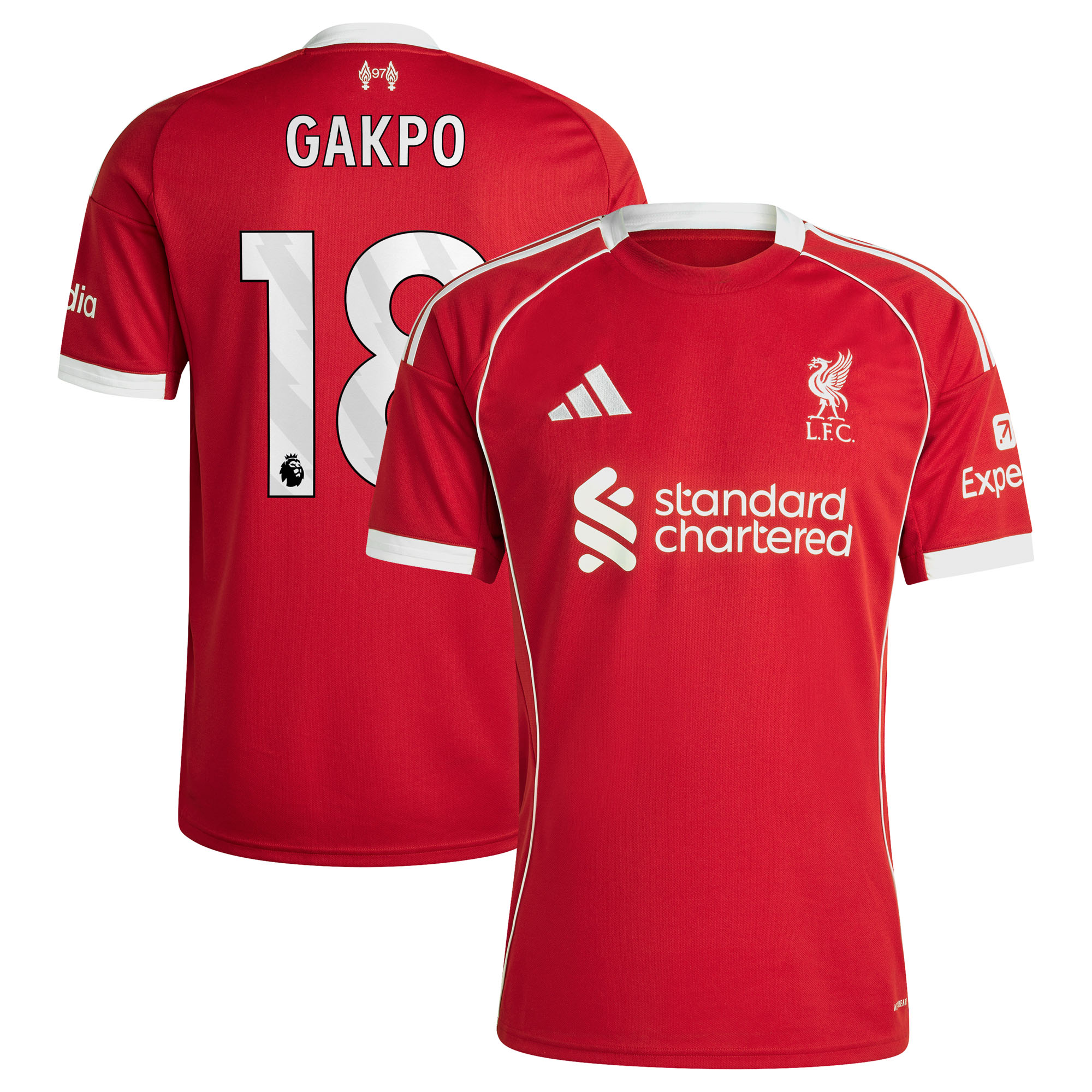 Liverpool adidas Heimtrikot 2025-26 mit Aufdruck Gakpo 18 Image