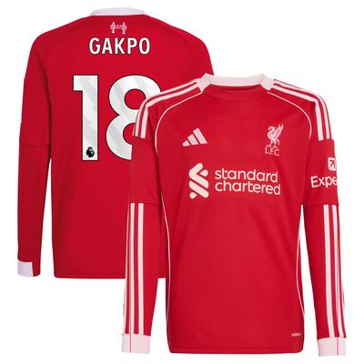 Liverpool adidas Heimtrikot 2025-26 - Kinder - Langarm mit Aufdruck Gakpo 18 Image